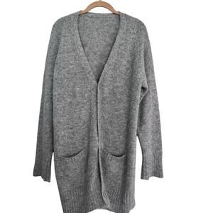 Sefte Women's Gray V-Neck Long Sleeves Button Front Cardigan Sweater Size large